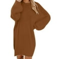 thumbnail image 4 of Clearance!MSJUHEG Sweater Dress for Women Wrap Dress Trendy Womens Sweater Dress O Neck Sleeve Solid Knitted Sweater Dresses Linen Dress Casual Dresses for Women Brown 2XL, 4 of 6