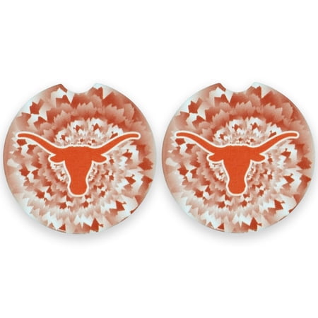 University of Texas Set of 2 Car Coasters by Magnolia Lane- Removable Absorbent Ceramic Stone Coasters - Ideal Gift for Students, Alumni and Everyday Fan - Show Your Big 12 NCAA Team Spirit