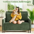 thumbnail image 4 of Domusensus 46" Convertible Sofa Bed, Corduroy Sleeper Loveseat with 2 Pillows, Green, 4 of 10