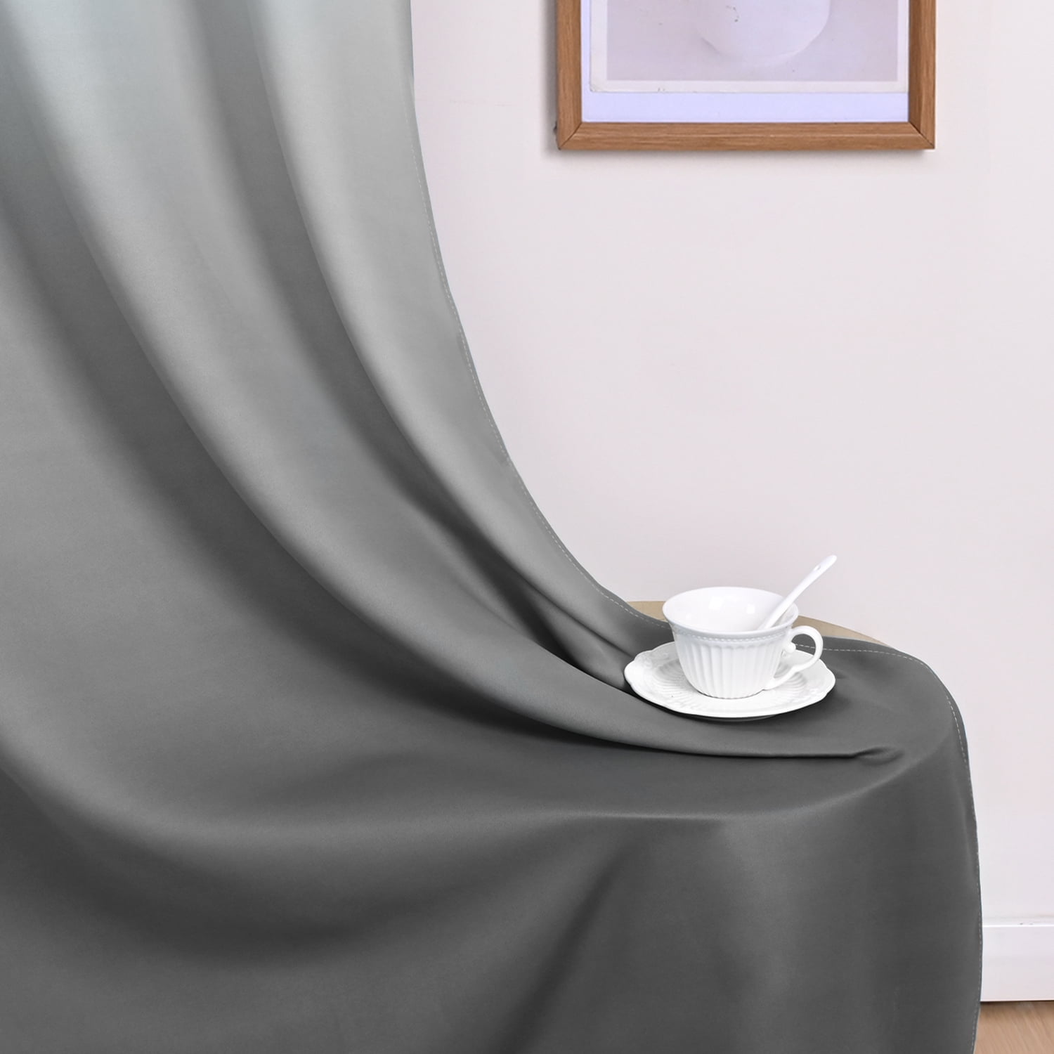 Alishomtll Grey Blackout Curtains Grommet Room Darkening Window Drapes for Living Room Bedroom ,2 Panels of 52" W x 63" L