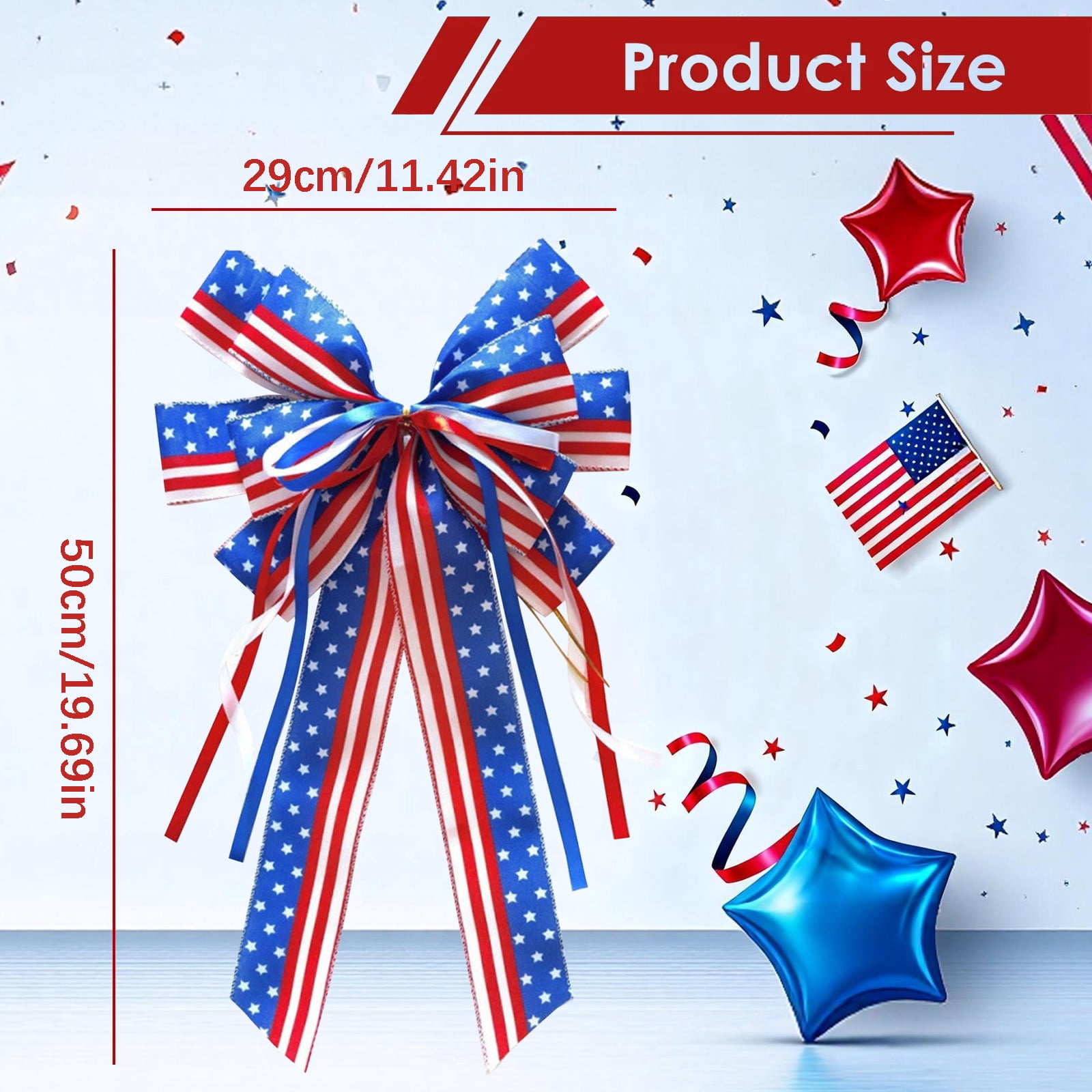 Dusknt Patriotic Fourth of July Bow Decoration Red White Blue Ribbon Bow for Wreath Door Party Decor IndePandence Day Holiday Hanging Ornament 5 Pc