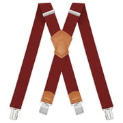 BIGLUFU Men's Suspenders, with Heavy Duty Clip Wide X-Back for Work Adjustable Suspenders （Big Red）