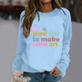 thumbnail image 2 of Women'S Sweatshirt Long Sleeve Sweatshirt Long Sleeve Pullover Tops for Women Sky Blue Sweat Shirt Fall Basics Womens Clothing Preppy Clothes Teen Girl, 2 of 4
