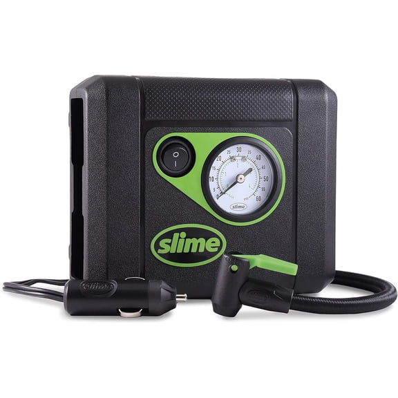 40060 Tire Inflator, Compact, Portable Car Air Compressor, Analog, Quick Connect Air Hose, Flat Tire Puncture Repair, 12V, 10 min inflation