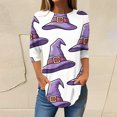thumbnail image 2 of MVRLSH Womens Tops Blouse Casual Halloween Graphic Printed Round Neck Three Quarter Sleeve Basic Loose Fit Blouses Multicolor - L, 2 of 7