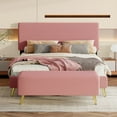thumbnail image 2 of 2 Pieces Bedroom Sets, Queen Size Corduroy Platform Bed with Storage Ottoman, Platform Bed with Tufted Headboard and Metal Legs, Entryway Bench Ottoman Bench for Living Room, Bedroom, Pink, 2 of 7