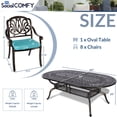 thumbnail image 6 of 9-Piece Patio Cast Aluminum Dining Set, Outdoor Dining Furniture Set for 8 Person, Includes 84" Oval Table and 8 Cushioned Chairs with Umbrella Hole for Patio Deck Garden, Ocean Blue, 6 of 7