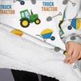 thumbnail image 3 of Oversized Wearable Blanket Hoodie,Cartoon Tractors Wheelbarrows White Pattern Sherpa Blanket Hoodie with Super Pockets,Super Warm Fuzzy Pullover for Women & Men, 3 of 6