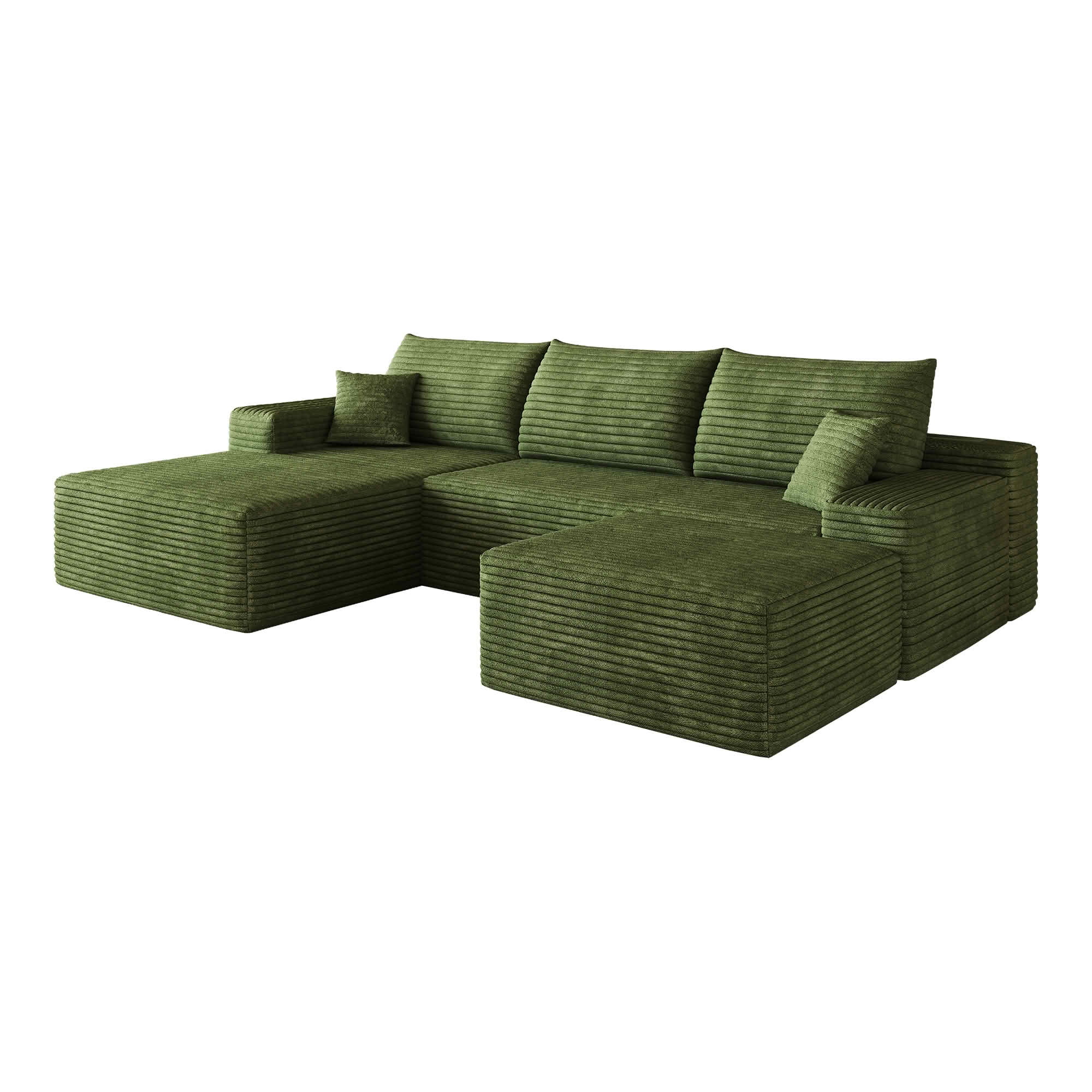 MAYEERTY 107 Inch L‑Shape Cloud Sectional Couch with Chaise, Modern Modular Deep‑Seat Sofa, Plush Corduroy Upholstered Couch, No Assembly Required for Living Room Bedroom Apartment