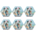 thumbnail image 2 of Fuzoiu A Funny Little Dalmatian Puppy Print Leather Coasters Set,Drink Coasters Set of 6,for Tabletop Protection, Durable PVC Coasters,Home Décor and Housewarming Gift,Hexagon, 2 of 7