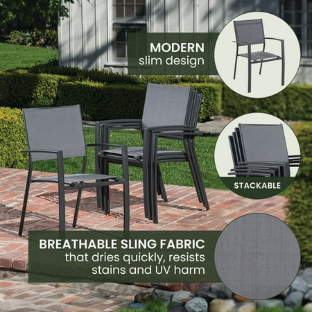 Hanover Naples 11 Pcs Aluminum Outdoor Dining Set, Gray