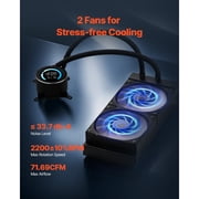 KFFKFF Liquid CPU Cooler, Combined CPU Water Cooling System - 120mm PWN Blades, Pump, 1.8 Display, Max 2200RPM CPU Cooling Fan, Skilled Black PC Water Cooler for Intel 115X/1366/2011/1700/1200