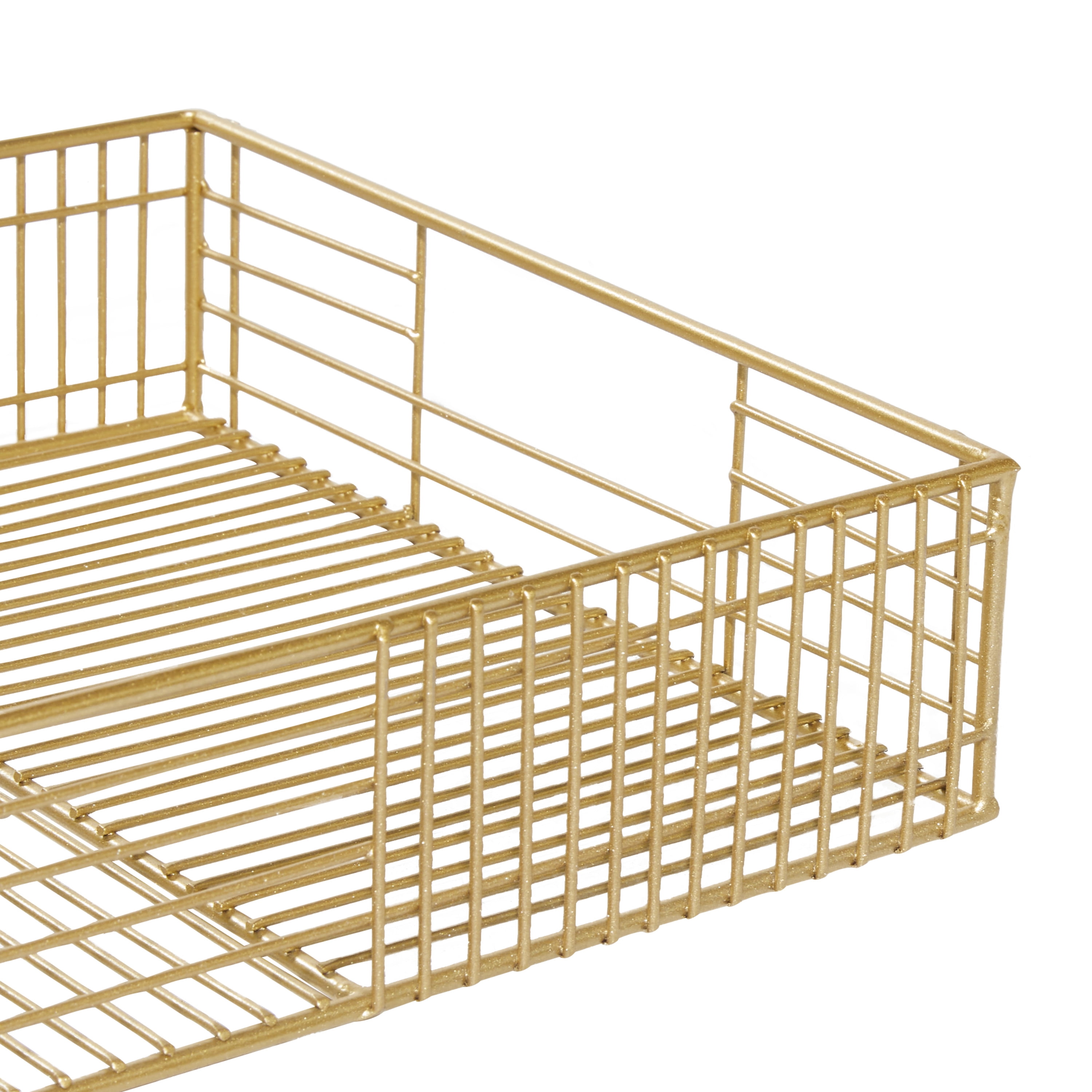 CosmoLiving by Cosmopolitan 17", 19"W Gold Metal Wire Tray, 2-Pieces