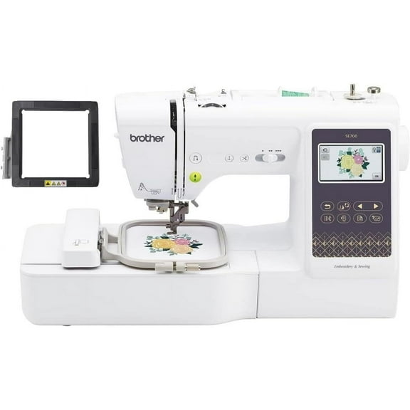 Brother SE700 Sewing and Embroidery Machine with Wireless LAN, 3.7" Touchscreen, SAMFM100 4" x 4" Magnetic Hoop