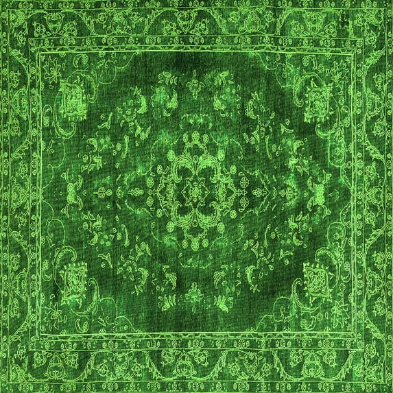 Ahgly Company Indoor Square Persian Green Traditional Area Rugs, 3' Square