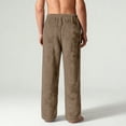 thumbnail image 4 of Dresfit Flannel Pajama Pants Men Fall Fuzzy Pajamas Solid Color Drawstring Sleepwear Lounge Warm Fleece Lined Pant Comfort Thick Plush Bottoms with Pockets Light Brown L, 4 of 9