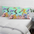 thumbnail image 3 of Teal Green Hummingbirds Pillow Covers, Linen Long Throw Pillow Case, Spring Watercolor Flowers Plant Holiday Pillow Protector Decorative Cushion Cover for Living Room/Bedroom 12" x 20", 3 of 8