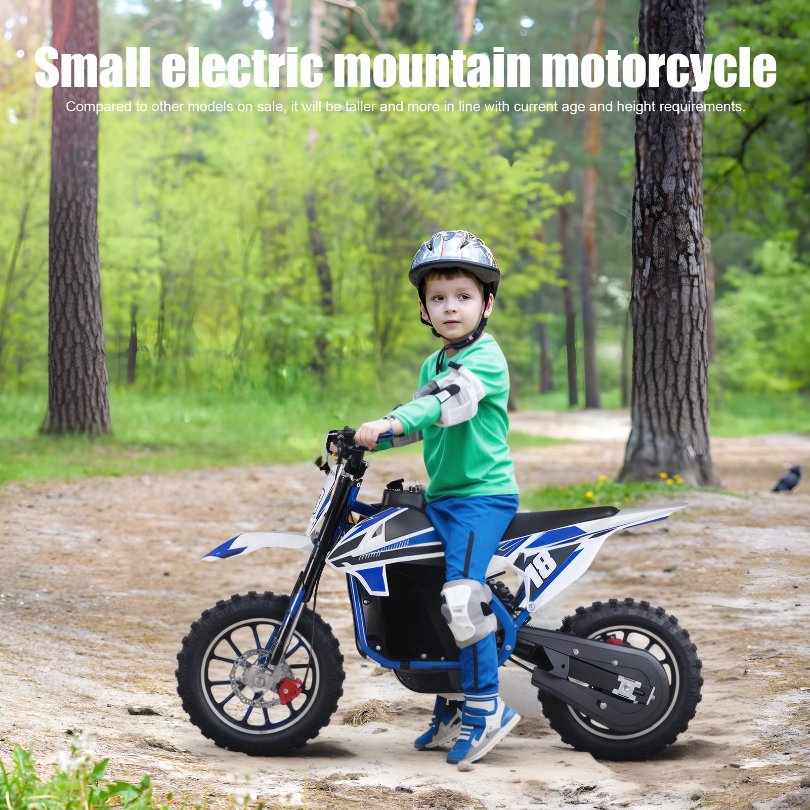 Happydeer Electric Pocket Motorbike with Mechanical Disc Brakes Blue 36V Kids Mini Motorcycle, Electric Dirt Bike, Motocross Bike, 350W Off Road Mini Motorcycle,10 Inch Tires Dirt Bike