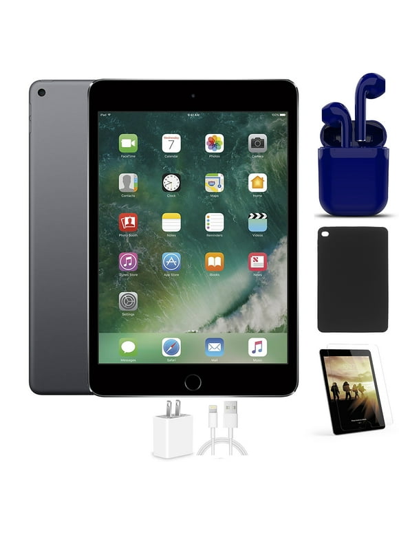 Restored Apple iPad Air 2 9.7-inch 64GB Wi-Fi Only Bundle: Case, Pre-Installed Tempered Glass, Charger, Bluetooth/Wireless Airbuds By Certified 2 Day Express (Refurbished)