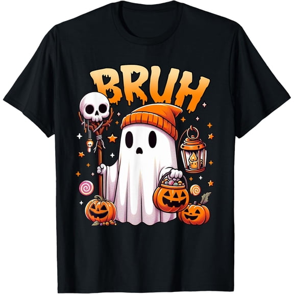 Bruh Ghost Halloween Cute Ghost Trick Or Treat Candy Vintage T-shirt