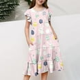 thumbnail image 5 of Fjofpr Girls Clothes under $10 Girls' Summer Easter Print Short Sleeve Ruffled Pockets Round-Neck Printed Dress For Kids（6-15Years）, 5 of 5