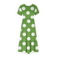 thumbnail image 3 of Penkiiy Women's Summer Polka Dot Print Casual Short Sleeve Crewneck Basic Swing T Shirt Dress Flowy Beach Vacation Sundress M Green, 3 of 4