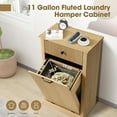 thumbnail image 6 of Magic Union Tilt Out Fluted Laundry Hamper Cabinet, 11 Gallon Hidden Laundry Hamper, Wooden Trash Can Cabinets with Drawer, Modern Garbage Can Cabinet for Bathroom, Kitchen, Living Room, 6 of 8
