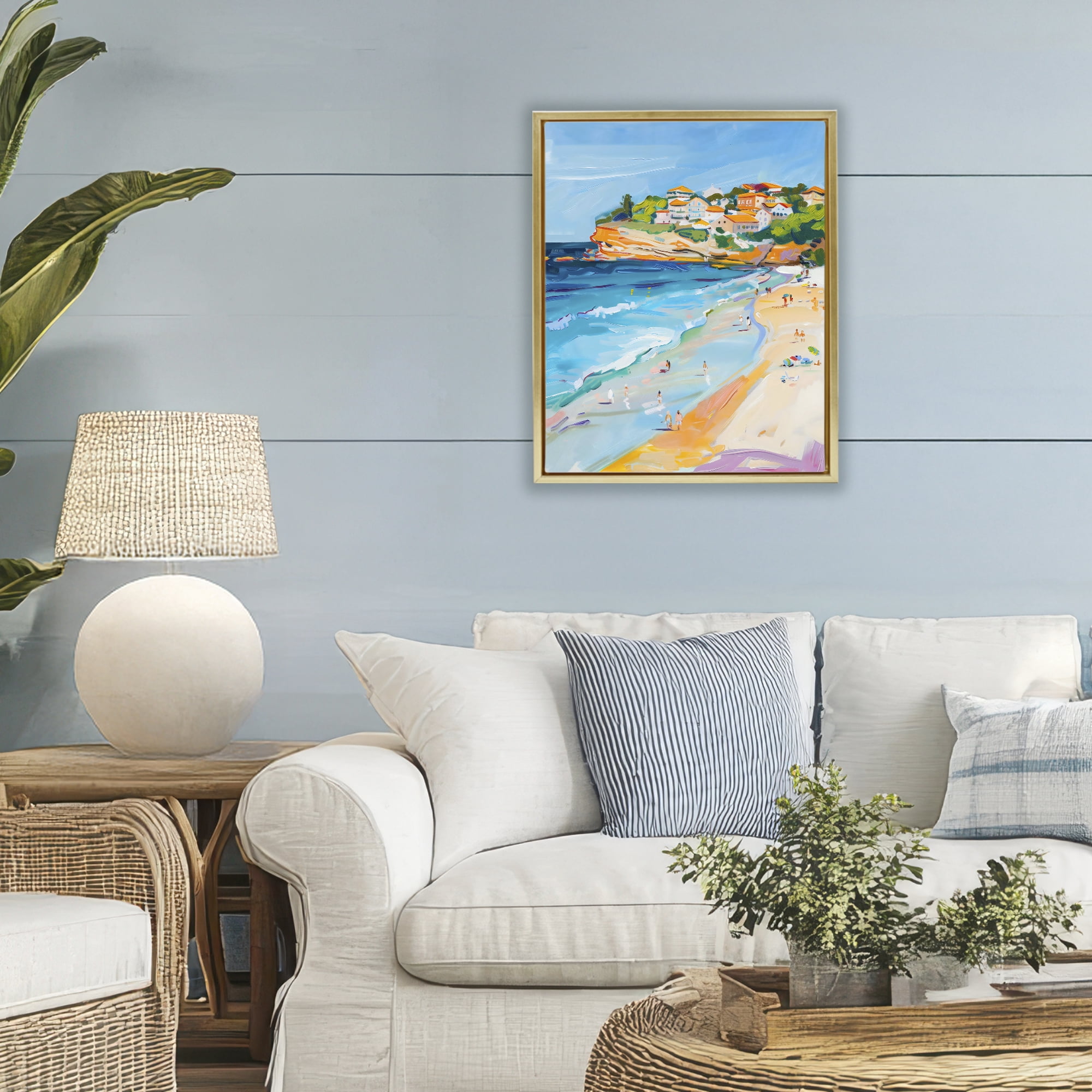 Stupell Industries Bondi Beach Cove Gold Framed Floater Canvas Wall Art, design by The Prints Vibe
