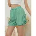 thumbnail image 5 of Musuos Women Summer Casual Plaid Shorts Bows Cutouts Elastic Short Pants for Daily Basic Loose Bottoms, 5 of 9