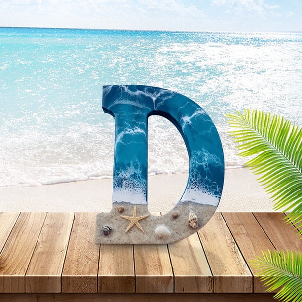 Fiudx Letras de Resina de Playa, Diseño de Inspiración Costera, Arte de Pared Acrílico, Decoración Versátil para El Hogar, Ideal para Sala de Estar o Dormitorio, Idea de Regalo, Tamaño 20 Cm