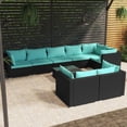 thumbnail image 1 of vidaXL 9 Piece Garden Lounge Set with Cushions Black Poly Rattan, 1 of 5