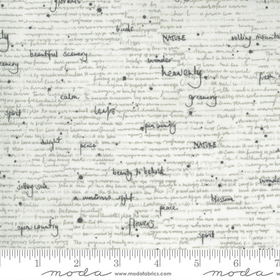 Botanicals - Parchment - Grey - Words - Moda - 16913 11