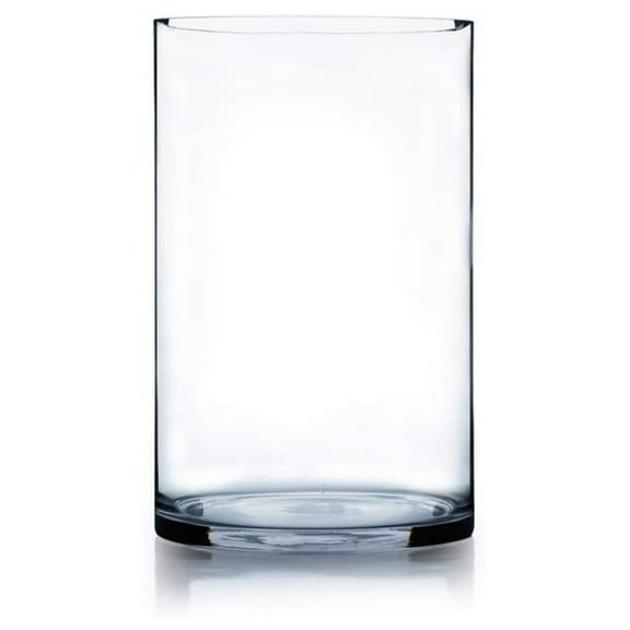 WGV Cylinder Vase Bulk, Width 7", Height 12", Clear Wide Large Diameter Flower Glassware, Floral Container, Planter Terrarium for Wedding Party Event, Home Accent Decor, 4 Pieces