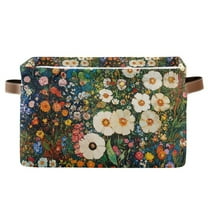 Yayeee Canvas Storage Basket with Handles for Shelves Fabric Bins Closet Organizer, Floral Garden