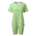 thumbnail image 3 of Conjunto deportivo de 2 piezas para mujer con top de manga corta y pantalón corto - Poliéster, transpirable, S-XXXL para yoga/running/actividades diarias, 3 of 6