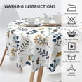 thumbnail image 4 of Nappe Ronde Bleu Gris Blanc à Feuilles Florales 60 Pouces Printemps Été Feuilles Vêtements de Table Rustique Réutilisable Nappe Circulaire pour Pique-Nique Fête Salle à Manger Maison Intérieur Extérieur Déco, 4 of 7