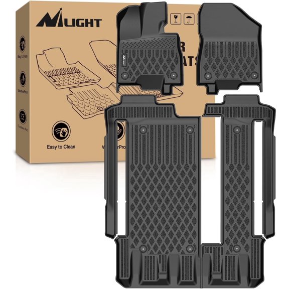 Nilight TPE Floor Mats for Toyota Sienna 8 Seats 2021 2022 2023 2024 2025 All Weather Custom Fit Heavy Duty Floor Liners