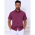thumbnail image 4 of Unique Bargains Men's Short Sleeve Lightweight Business Button Down Shirt S Burgundy, 4 of 7
