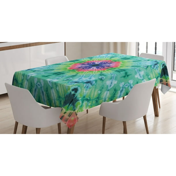 Tie Dye Decor Tablecloth Distressed Background With Pleating Gradient Brushed Marble Effect Image Rectangular Table Cover For Dining Room Kitchen 60 X 84 Inches Green Pink By Ambesonne Walmart Com Walmart Com