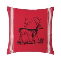 Stag Feed Sack Feed Sack Christmas Throw Pillow, 20" x 20"