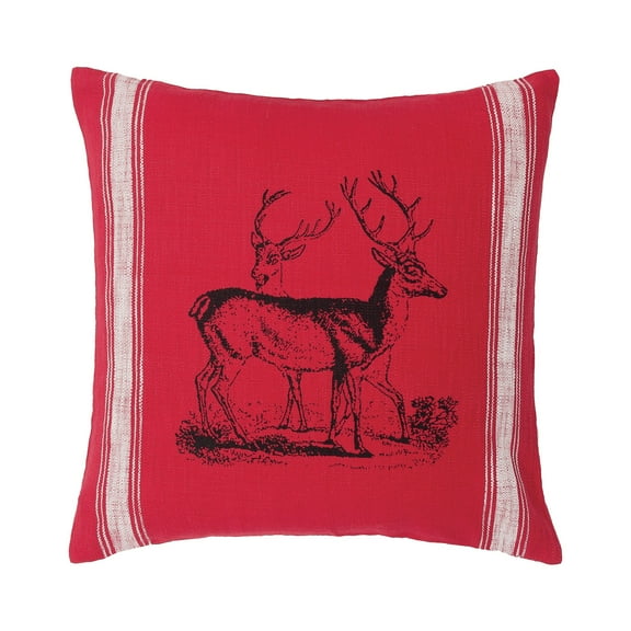 Stag Feed Sack Feed Sack Christmas Throw Pillow, 20" x 20"