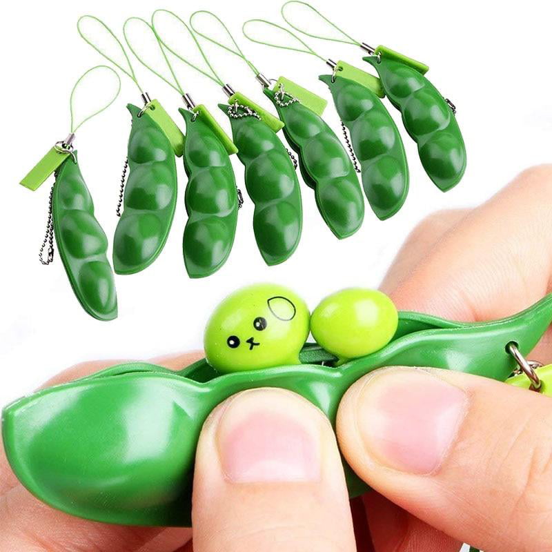 2Pcs Decompression Peas In A Pod Keyring Edamame Keychain Stress Relief Toy 