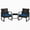 Blue Cushion, variant on 3-Piece Outdoor Rattan Patio Bar Set, 2 Wicker Chairs with Waterproof Cushions & Square Side Table, Fixed-Leg Bistro Seating