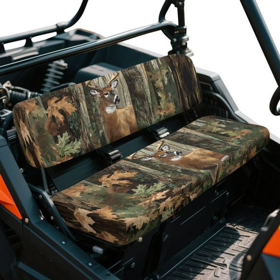 Yuyamidu Camouflage Hunting Bench Seat Cover Compatible with Kawasaki Mule 4010 4x4 Hardwoods Deer UTV Seat Cover Easy to Install Four Wheeler Accessories