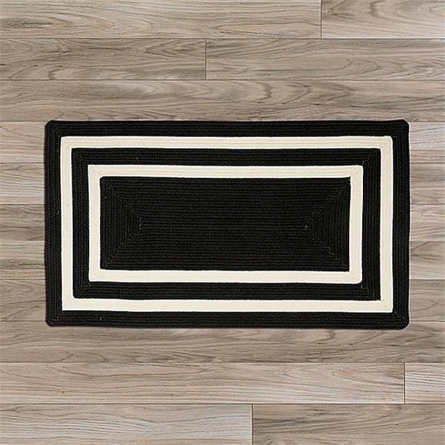 Colonial Mills Rug PY21R024X120R 2 x 10 ft. La Playa Braided Rug Black & White