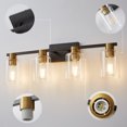 thumbnail image 4 of Deyidn 4-Light Black and Gold Dimmable LED Vanity Light with Clear Glass Shades, 4 of 5
