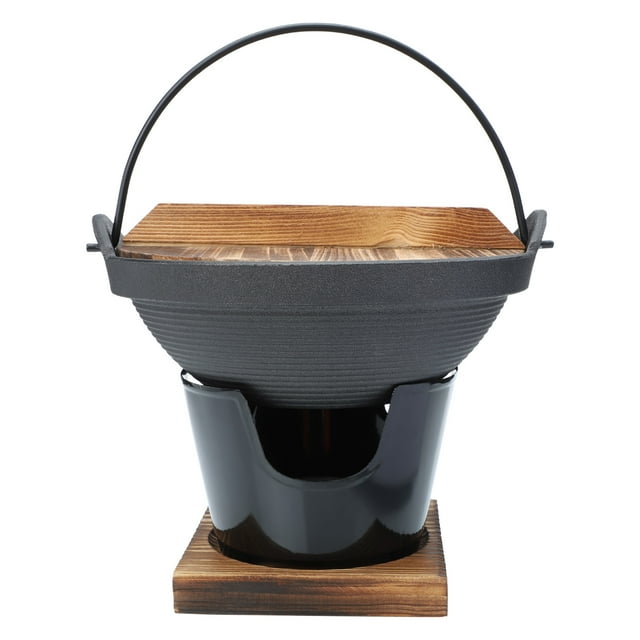 1 Set Japanese Cast Iron Sukiyaki Hot Pot Camping Cookware Kit Practical Cast Iron Pot