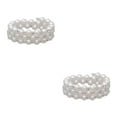 thumbnail image 2 of Thinsony Femmes Chic Perle Strass Stretch Bracelet Mariage Bal pour Mariée Blanc 3 Rangée 2Set, 2 of 6