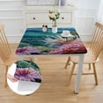 thumbnail image 2 of nygtbtfer with , Square Fitted Table Cloth, Wipeable Table Cover for Indoor Party Kitchen Dinner Fits Diameter Square Table, Summer Beach Shells Starfish white, 2 of 7