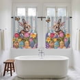thumbnail image 4 of Easter Bunny Tier Curtains 54 Inch Length, Colorful Eggs Spring Tulips Flower Blue Stripes Cafe Short Curtains for Bathroom Sink, Small Kitchen Curtain Light Filtering Drapes 2 Panels 27.5"Wx54"L, 4 of 8